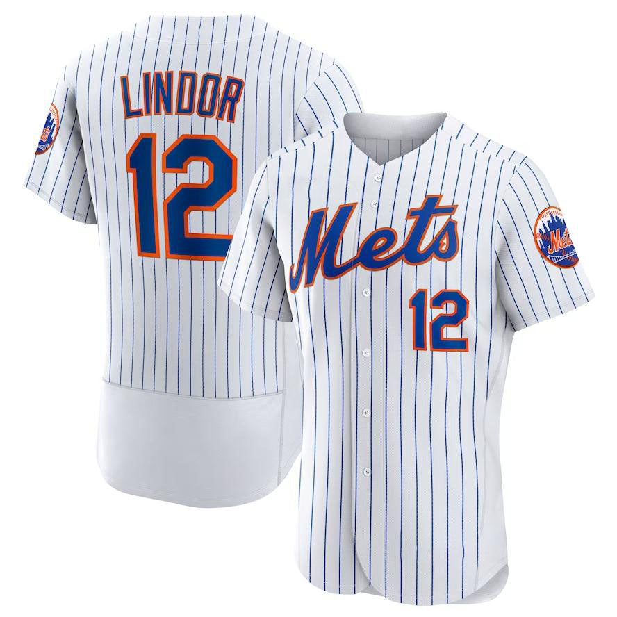 New York Mets #12 Francisco Lindor White Home Authentic Player Jersey Baseball Jerseys - Main View