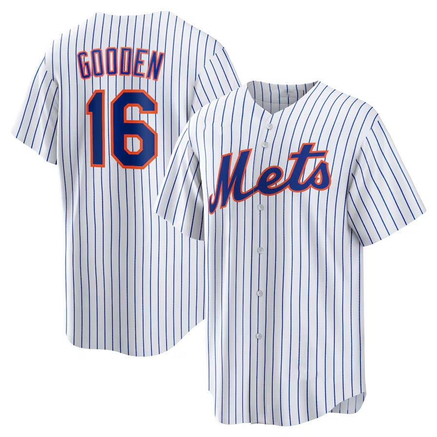 New York Mets #16 Dwight Gooden Home Replica Player Jersey - White Stitched Baseball Jersey - Main View