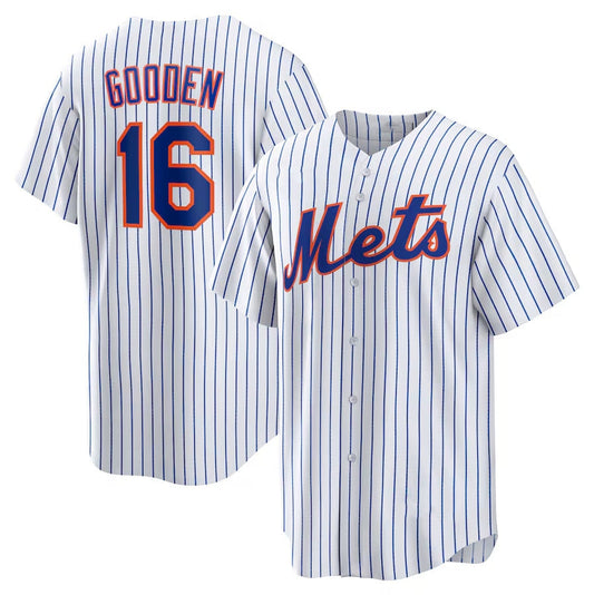 New York Mets #16 Dwight Gooden Home Replica Player Jersey - White Stitched Baseball Jersey - Main View