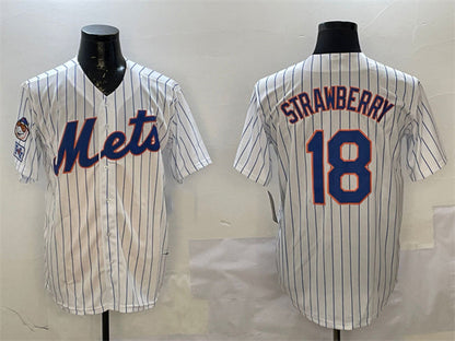 New York Mets #18 Darryl Strawberry White 2025 Spring Training Cool Base Stitched Baseball Jersey - Main View