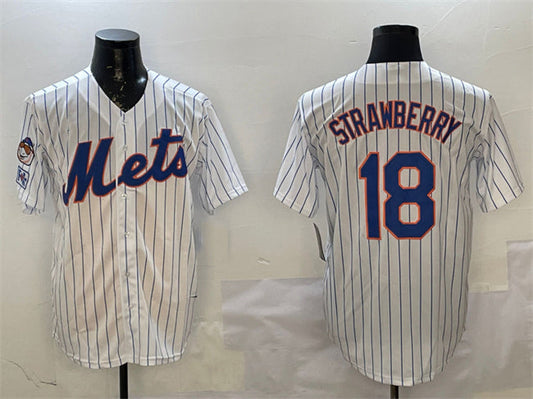 New York Mets #18 Darryl Strawberry White 2025 Spring Training Cool Base Stitched Baseball Jersey - Main View