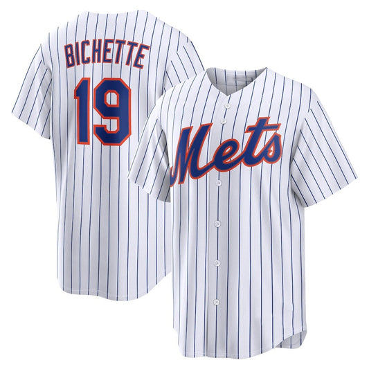 New York Mets #19 Bo Bichette White Home Replica Baseball Jersey - Main View