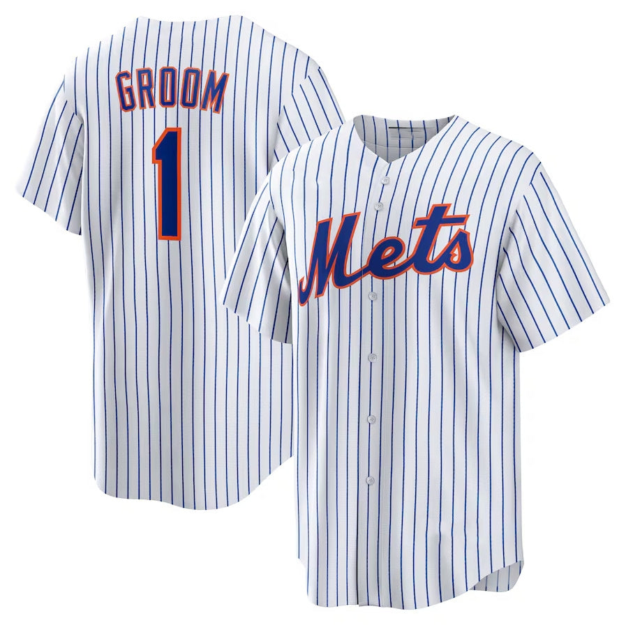 New York Mets #1 Groom Home Replica Jersey - White Stitched Baseball Jersey - Main View