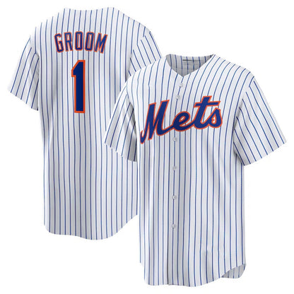New York Mets #1 Groom Home Replica Jersey - White Stitched Baseball Jersey - Main View