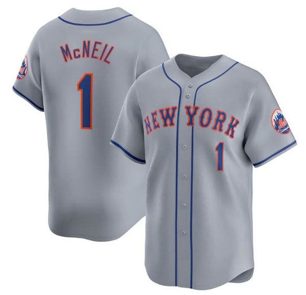 New York Mets #1 Jeff McNeil 2024 Gray Away Limited Stitched Baseball Jersey - Main View