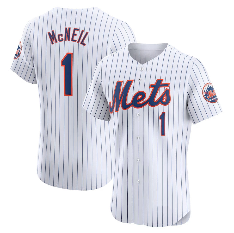 New York Mets #1 Jeff McNeil Home Elite Player Jersey - White Stitched Baseball Jersey - Main View