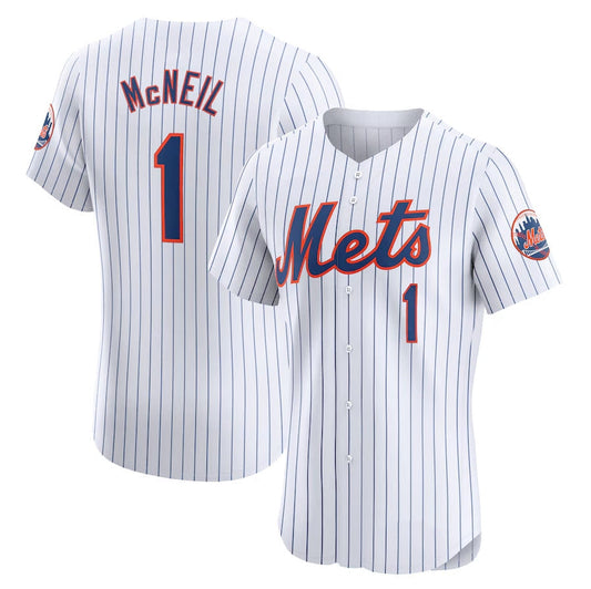 New York Mets #1 Jeff McNeil Home Elite Player Jersey - White Stitched Baseball Jersey - Main View