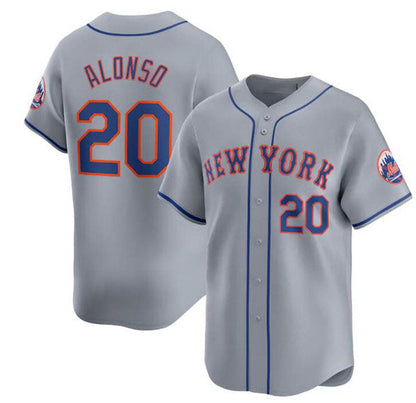 New York Mets #20 Pete Alonso 2024 Gray Away Limited Stitched Baseball Jersey - Main View