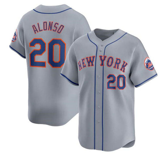 New York Mets #20 Pete Alonso 2024 Gray Away Limited Stitched Baseball Jersey - Main View