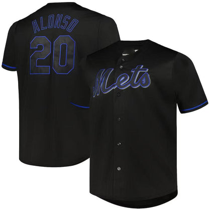 New York Mets #20 Pete Alonso Black Big & Tall Pop Fashion Jersey Baseball Jerseys - Main View