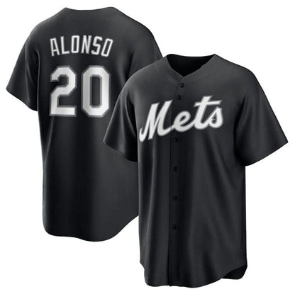 New York Mets #20 Pete Alonso Black Lights Out Limited Stitched Baseball Jersey - Main View