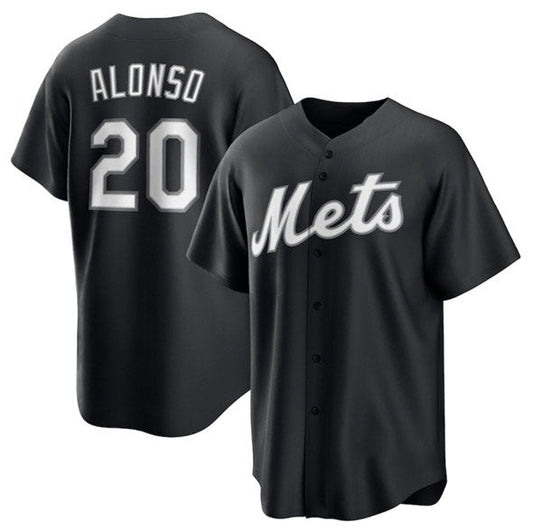 New York Mets #20 Pete Alonso Black Lights Out Limited Stitched Baseball Jersey - Main View