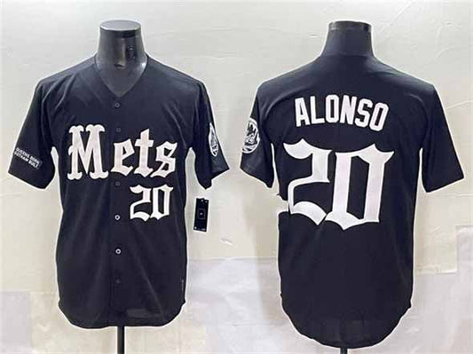 New York Mets #20 Pete Alonso Black 'Gotham Gothic Edition' Vapor Premier Limited Stitched Baseball Jersey - Main View