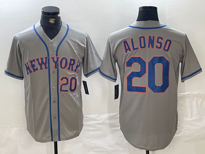 New York Mets #20 Pete Alonso Grey Stitched Baseball Jersey - Main View