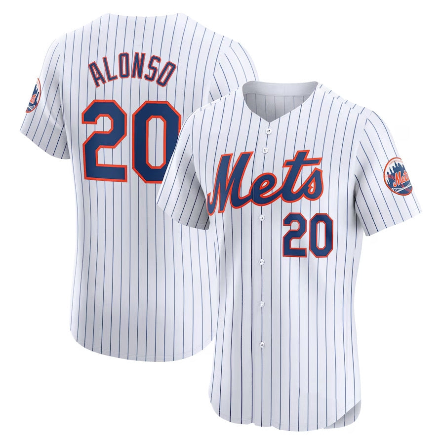 New York Mets #20 Pete Alonso Home Elite Jersey - White Stitched Baseball Jersey - Main View