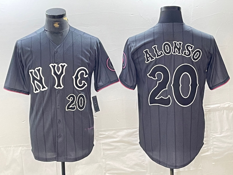 New York Mets #20 Pete Alonso Number Grey 2024 City Connect Cool Base Stitched Baseball Jerseys - Main View