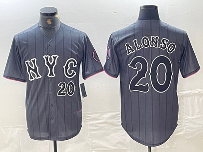New York Mets #20 Pete Alonso Number Grey 2024 City Connect Cool Base Stitched Baseball Jerseys - Main View