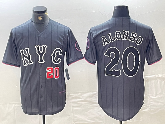 New York Mets #20 Pete Alonso Number Grey 2024 City Connect Cool Base Stitched Baseball Jerseys - Main View
