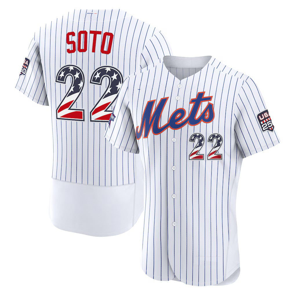 New York Mets #22 Juan Soto 2026 All-Star Edition Stars & Stripes White Authentic Baseball Jersey - Main View