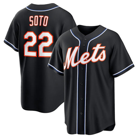 New York Mets #22 Juan Soto 2026 Black Out Stitched Baseball Jersey - Main View