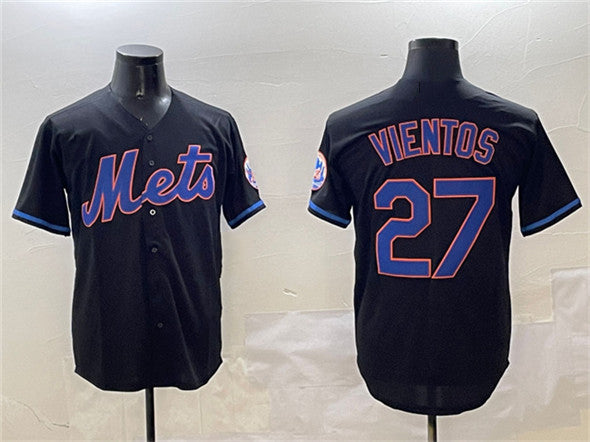 New York Mets #27 Mark Vientos Black Cool Base Stitched Baseball Jersey - Main View
