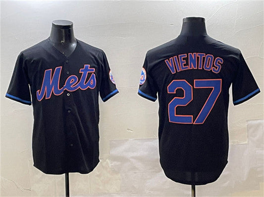 New York Mets #27 Mark Vientos Black Cool Base Stitched Baseball Jersey - Main View