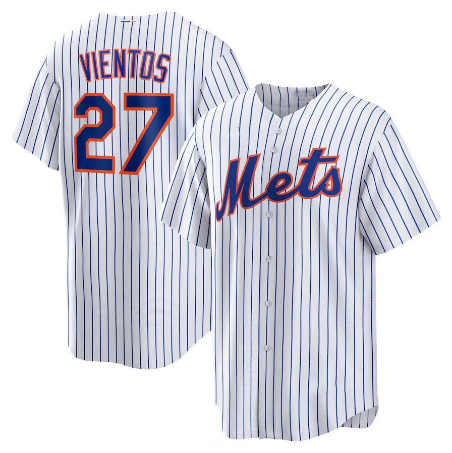 New York Mets #27 Mark Vientos Home Replica Jersey - White Stitched Baseball Jersey - Main View