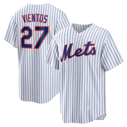 New York Mets #27 Mark Vientos Home Replica Jersey - White Stitched Baseball Jersey - Main View