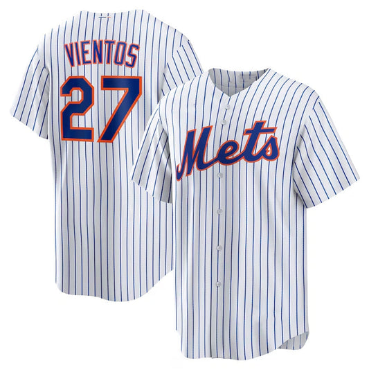 New York Mets #27 Mark Vientos Home Replica Jersey - White Stitched Baseball Jersey - Main View