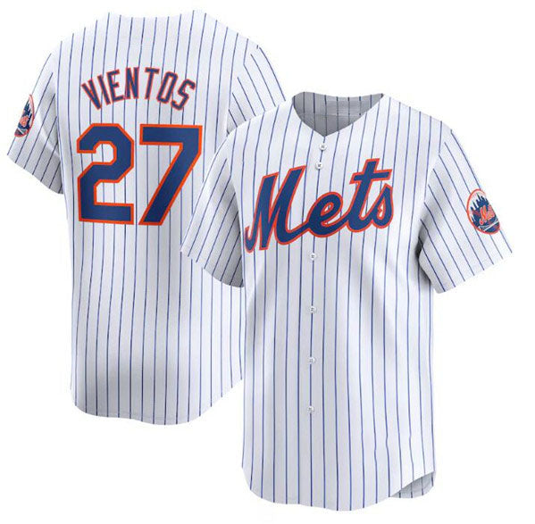 New York Mets #27 Mark Vientos White 2024 Home Limited Stitched Baseball Jersey - Main View