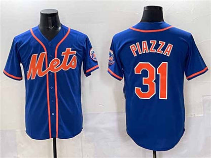 New York Mets #31 Mike Piazza Blue Cool Base Stitched Baseball Jersey - Main View