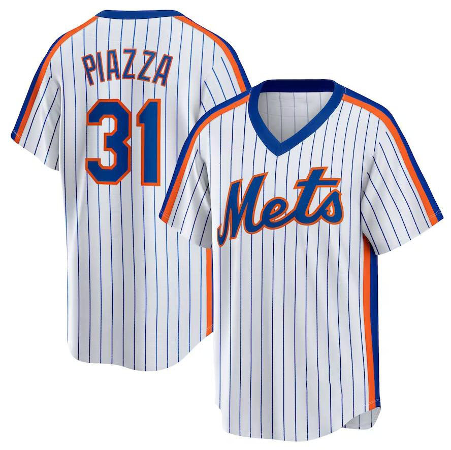 New York Mets #31 Mike Piazza White Home Cooperstown Collection Player Jersey Baseball Jerseys - Main View
