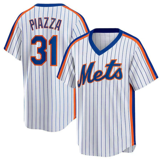 New York Mets #31 Mike Piazza White Home Cooperstown Collection Player Jersey Baseball Jerseys - Main View