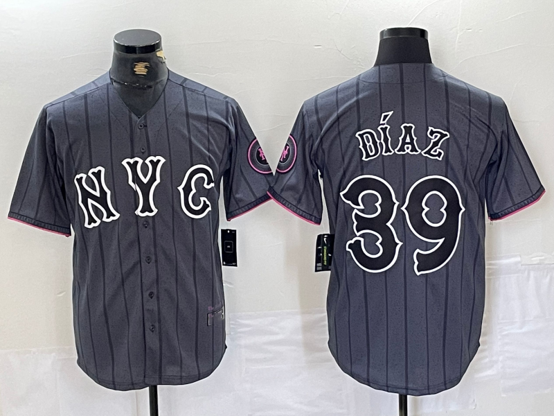 New York Mets #39 Edwin Diaz Gray 2024 City Connect Cool Base Baseball Jersey - Main View