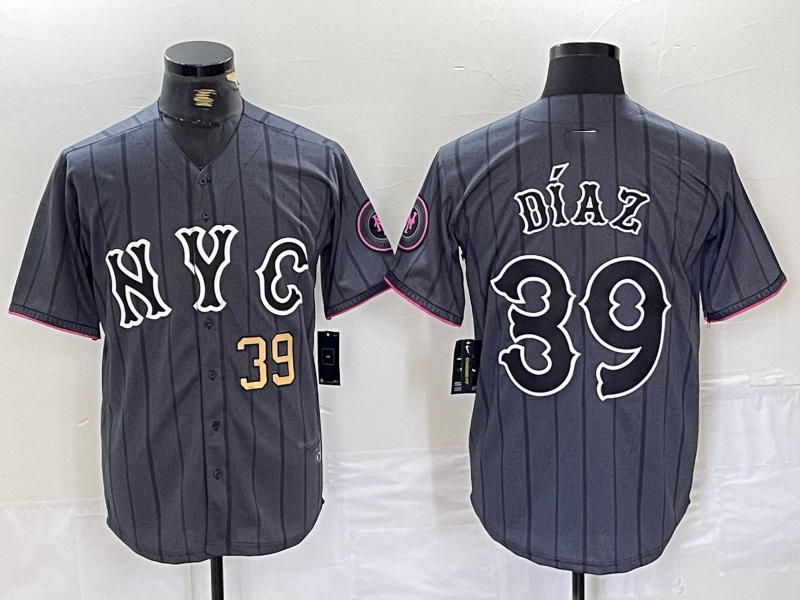 New York Mets #39 Edwin Diaz Gray 2024 City Connect Cool Base Baseball Jersey - Main View