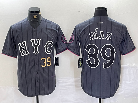 New York Mets #39 Edwin Diaz Gray 2024 City Connect Cool Base Baseball Jersey - Main View
