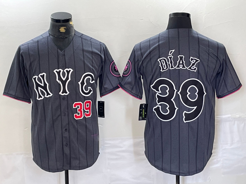 New York Mets #39 Edwin Diaz Gray 2024 City Connect Cool Base Baseball Jersey - Main View