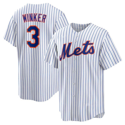 New York Mets #3 Jesse Winker Home Replica Jersey - White Stitched Baseball Jersey - Main View