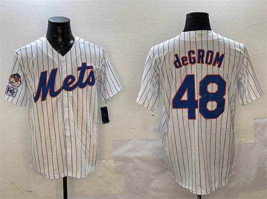 New York Mets #48 Jacob DeGrom White 2025 Spring Training Cool Base Stitched Baseball Jersey - Main View