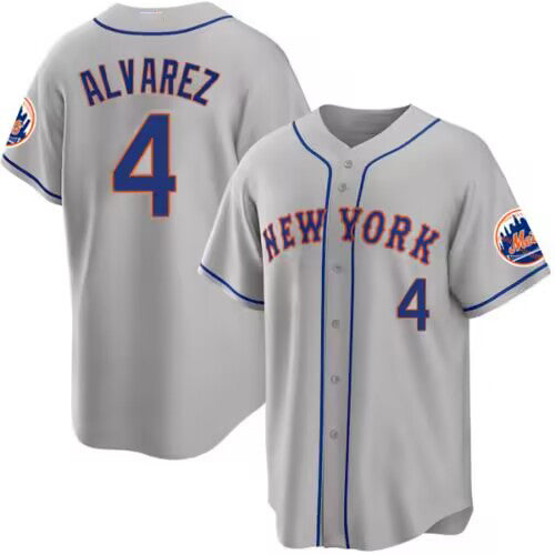 New York Mets #4 Francisco álvarez Gray 2023 Cool Base Stitched Baseball Jersey - Main View