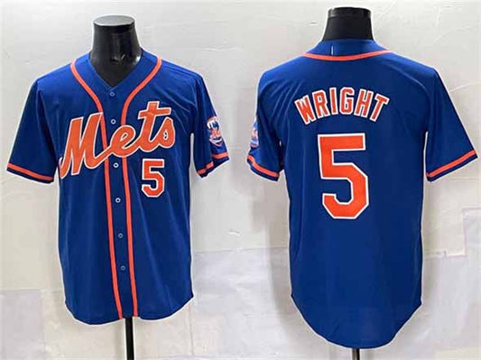 New York Mets #5 David Wright Blue Cool Base Stitched Baseball Jersey - Main View