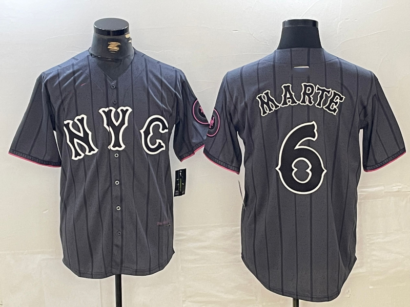 New York Mets #6 Starling Marte Gray 2024 City Connect Cool Base Stitched Baseball Jersey - Main View