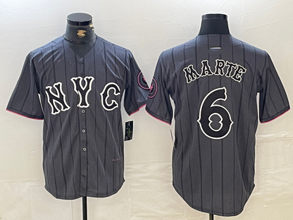 New York Mets #6 Starling Marte Gray 2024 City Connect Cool Base Stitched Baseball Jersey - Main View