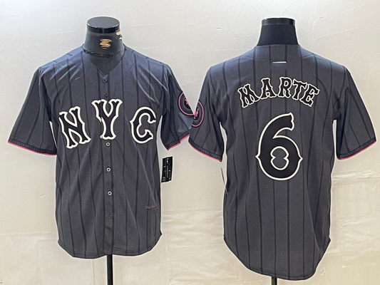 New York Mets #6 Starling Marte Gray 2024 City Connect Cool Base Stitched Baseball Jersey - Main View