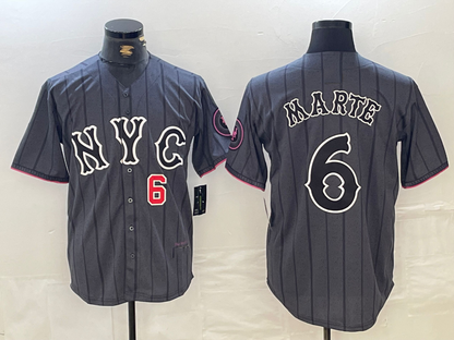 New York Mets #6 Starling Marte Gray 2024 City Connect Cool Base Stitched Baseball Jersey - Main View