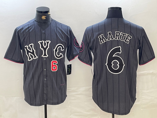 New York Mets #6 Starling Marte Gray 2024 City Connect Cool Base Stitched Baseball Jersey - Main View