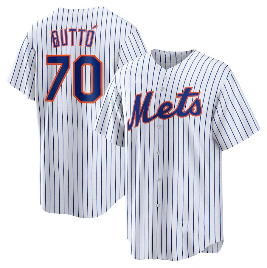 New York Mets #70 Jose Butto Home Replica Jersey - White Stitched Baseball Jersey - Main View