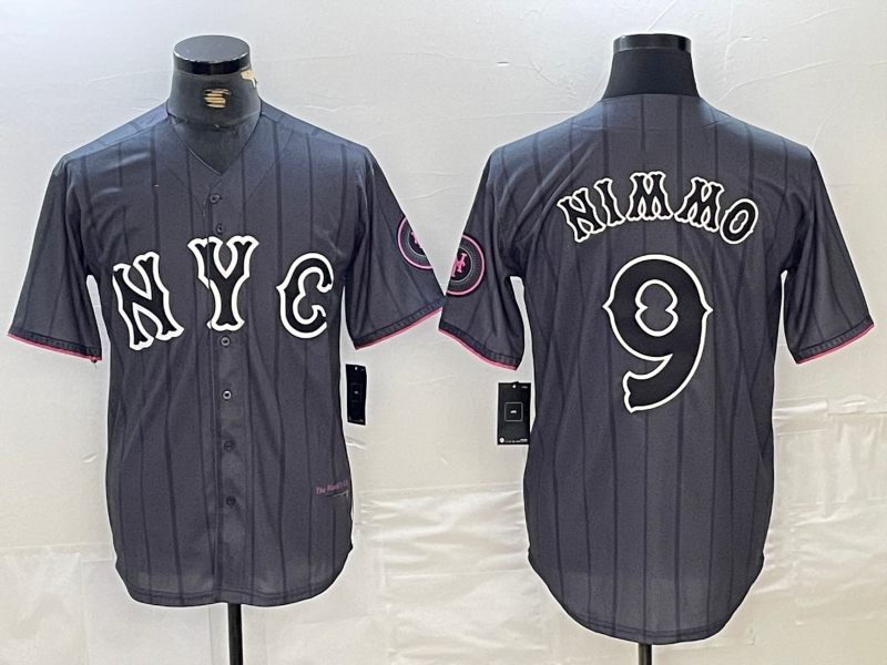 New York Mets #9 Brandon Nimmo Gray 2024 City Connect Cool Base Stitched Baseball Jerseys - Main View