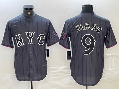 New York Mets #9 Brandon Nimmo Gray 2024 City Connect Cool Base Stitched Baseball Jerseys - Main View