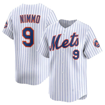 New York Mets #9 Brandon Nimmo Home Limited Player Jersey - White Stitched Baseball Jersey - Main View